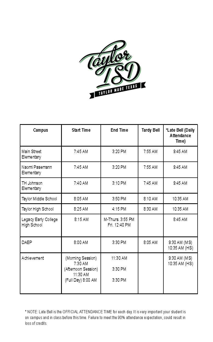  Bell Schedule